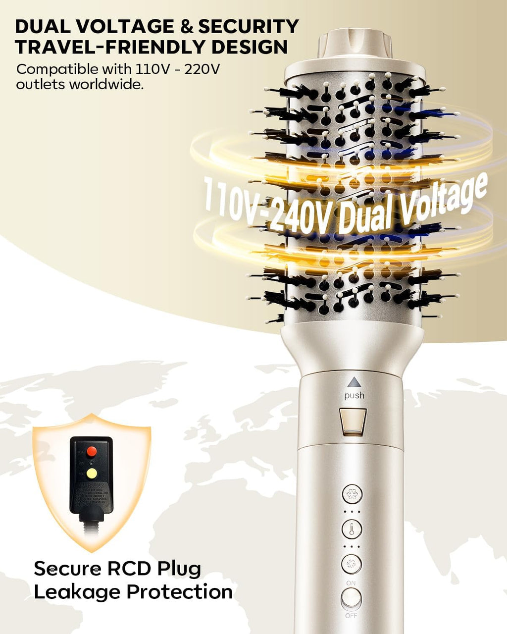 9-in-1 Dual Voltage Hot Air Styler & Hair Dryer Brush (100-240V) with Straightener & Curler Attachments, 110,000 RPM Ionic Fast Drying for Frizz-Free Styling, Gifts for Mom Women