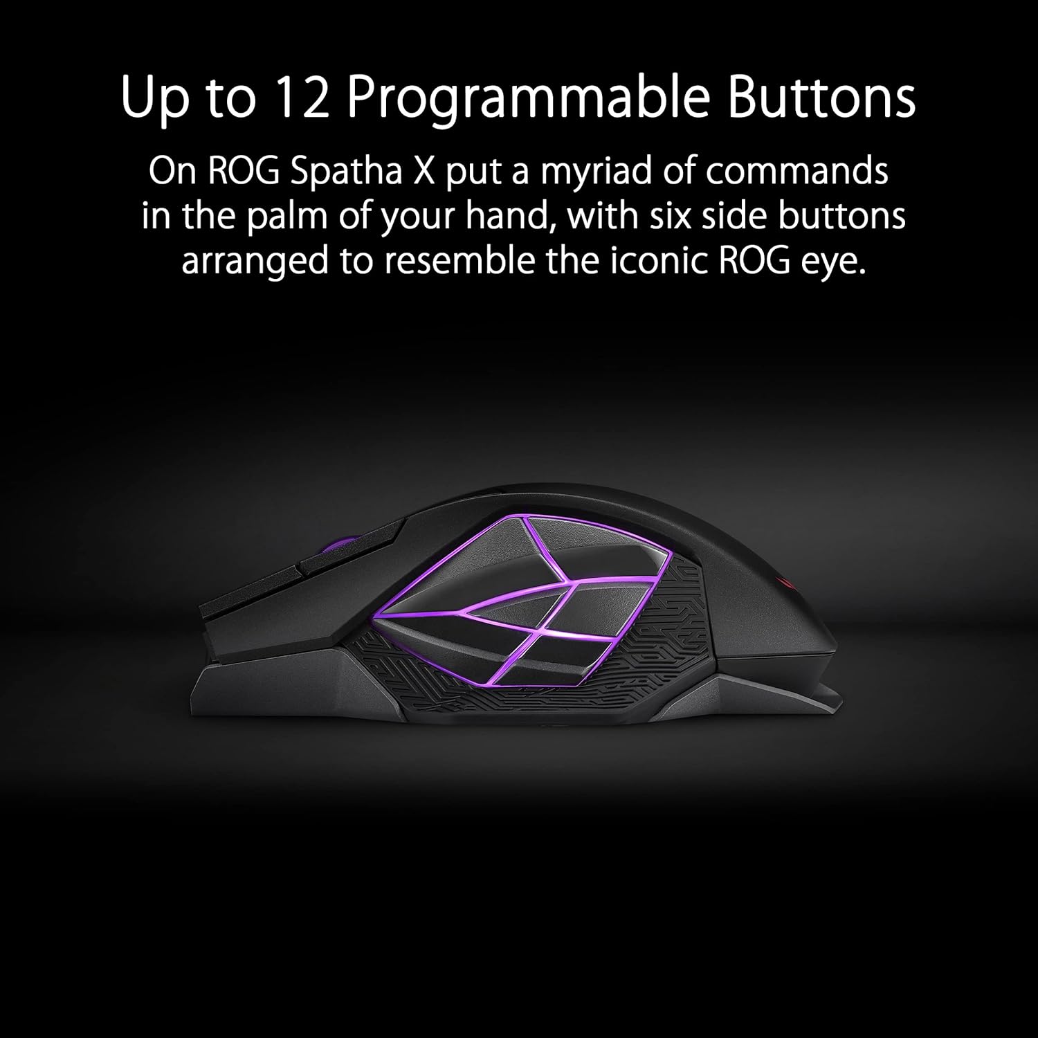 ASUS ROG Spatha X Wireless Gaming Mouse – MMO/MOBA Design, 12 Programmable Buttons, Right-Handed, 168g, Dual-Mode (Wired/2.4GHz), 19K DPI, up to 67Hr Battery, Magnetic Charging Dock, PC/Mac Support