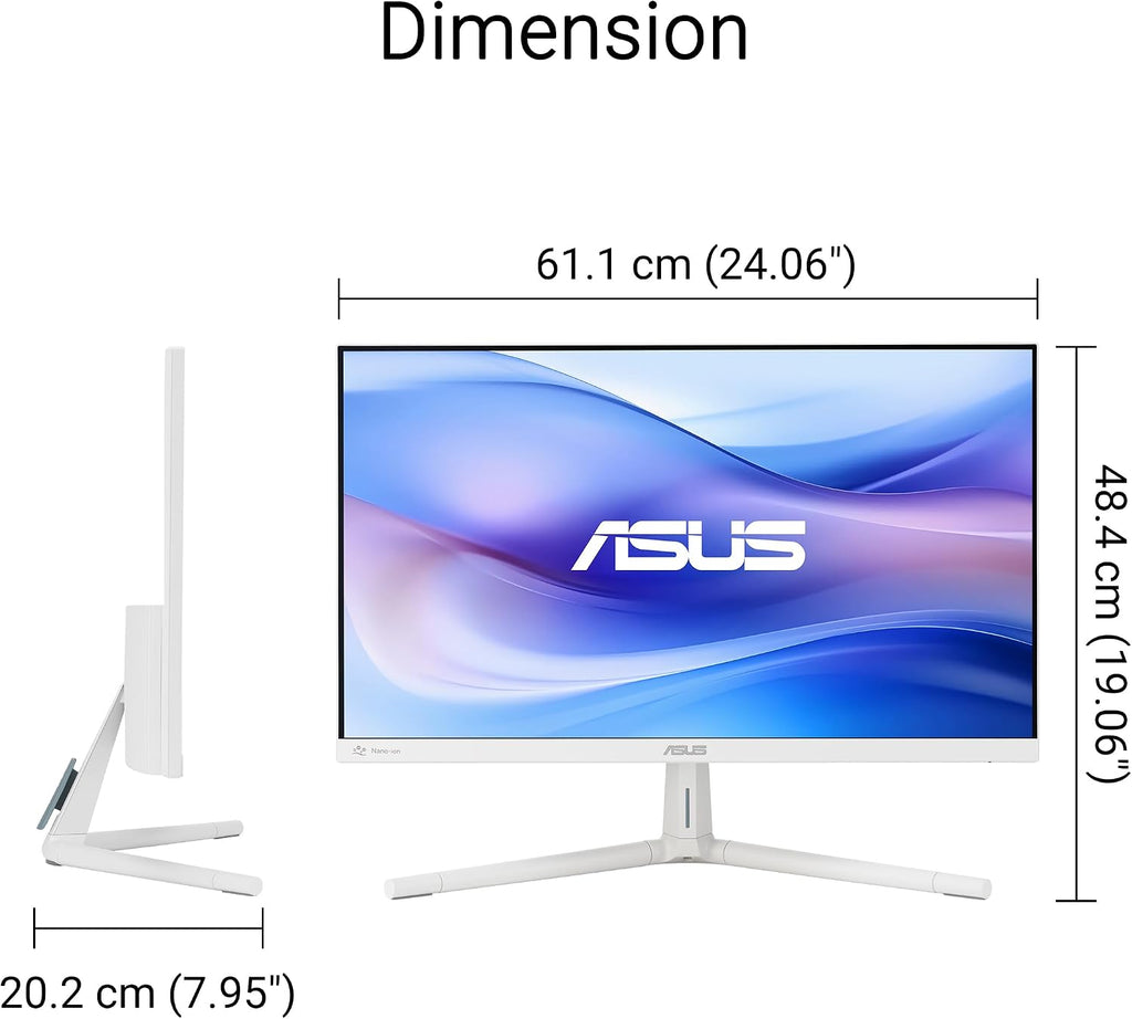 ASUS 27' 1080P Eye Care Monitor (VU279HFI-W) - Full HD, IPS, 100Hz, SmoothMotion, Adaptive Sync, Nano-ion, Eye Care Plus, Blue Light Filter, Flicker Free, VESA Wall Mountable, 3 yr Warranty