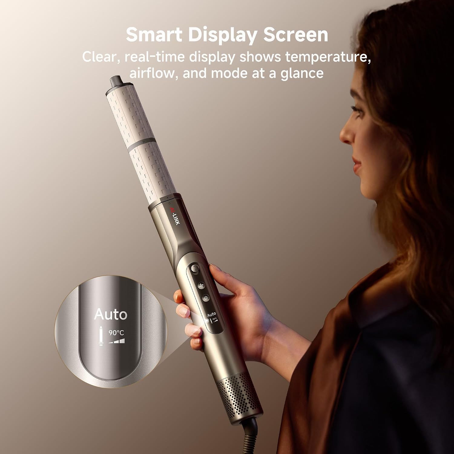 Dreame Dazzle Hair Styler and Dryer- Intelligent Nozzle Recognition, 110,000RPM High-Speed Motor for Fast Drying, 300M Negative Ions, 5 Snap-on Attachments, Smart Screen, 3 Customizable Modes