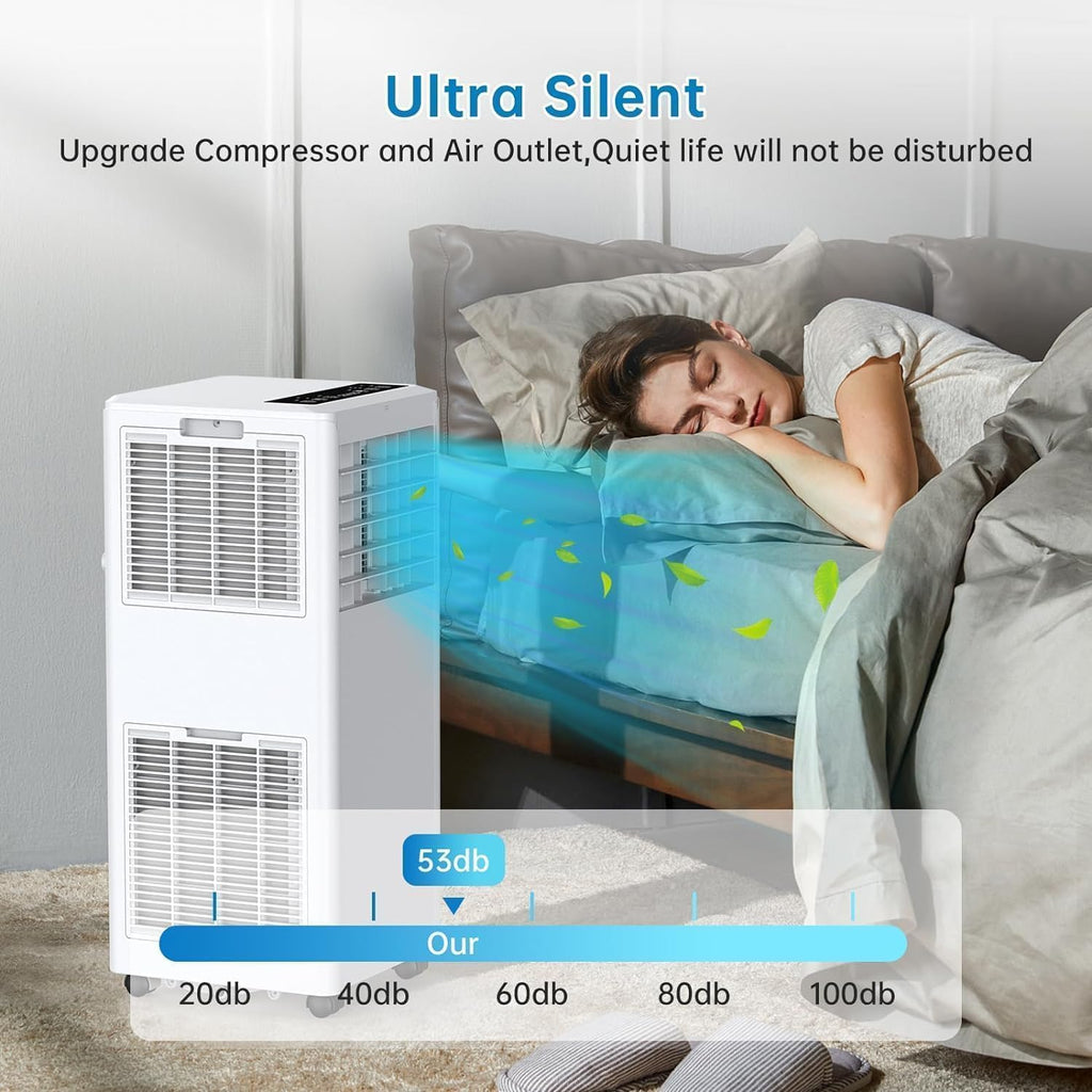 Portable Air Conditioner, 8000 BTU Portable AC Unit Cooling Up to 350 Sq.Ft, 3-In-1 Air Conditioner with Fan & Dehumidifier Mode, Remote Control, LED Display, 24 Timer for Bedroom, Living Room, Office