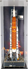 Display Case Compatible with Lego 10341 - NASA Artemis Space Launch System - Acrylic Dustproof Showcase with Pre-Printed Background - Set Not Included