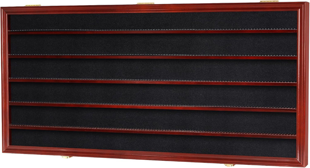 HO Scale Trains Display Case Wall Cabinet Shelves Compatible with Hot Toy Car Wheels 1:64 ad 1:43 Scale or N Scale Trains UV Protection Lockable (Mahogany Finish)