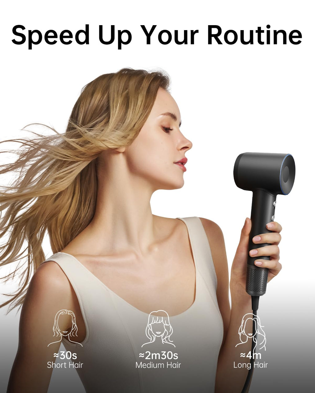Laifen Swift Special Hair Dryer, High Speed 200M Ionic Blow Dryer with 110, 000 RPM Brushless Motor for Fast Drying, Low Noise, Hairdryer with Magnetic Nozzles, HD501