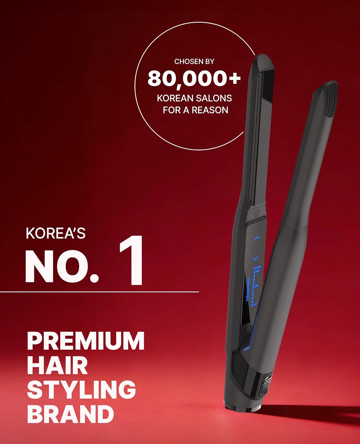 GLAMPALM GlamMuse Small 0.5' | All-Ceramic Flat Iron Infused with Vita-C, Salon Results with Less Heat Damage, Trusted by K-Pop Hair Stylists, Hair Straightener for Short Hair, Silk Press | GP101T