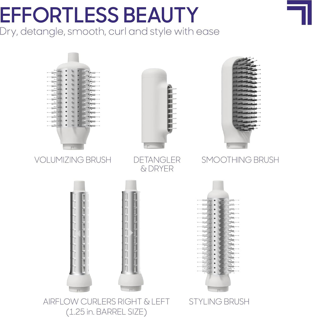 Sharper Image Revel 6-in-1 Multi-Styler, Ionic Hair Dryer Brush, Air Wrap Curling Wand, Detangler, Volumizing, Smoothing & Straightening Tools, Hair Accessories for Women for Salon Results at Home