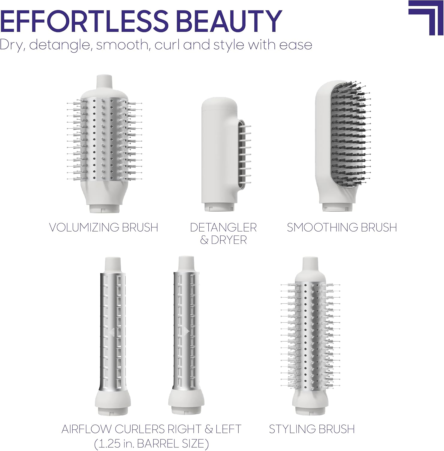 Sharper Image Revel 6-in-1 Multi-Styler, Ionic Hair Dryer Brush, Air Wrap Curling Wand, Detangler, Volumizing, Smoothing & Straightening Tools, Hair Accessories for Women for Salon Results at Home