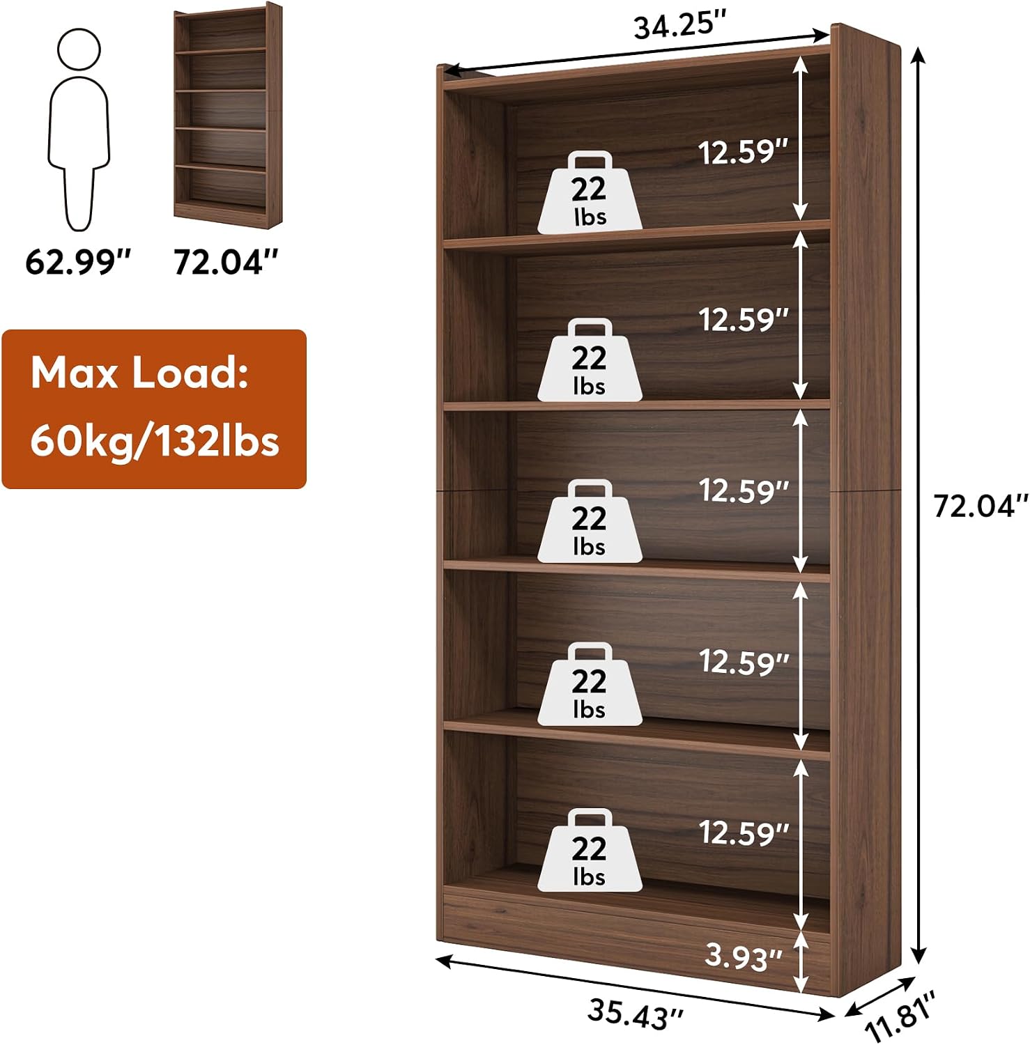 Tribesigns 72-inch Tall Bookcase, Modern 6-Tier White Library Bookshelf with Storage Shelves, Large Open Bookcases Wood Display Shelving Unit for Bedroom Living Room Office