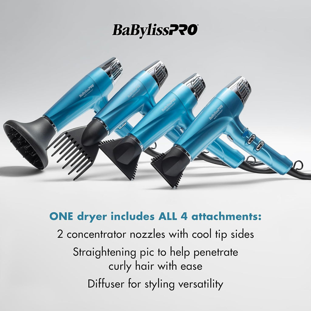 BabylissPRO Nano Titanium Hair Dryer, Professional 1875-Watt Blow Dryer, Lightweight, Ionic Technology Dries Hair Faster with Less Frizz