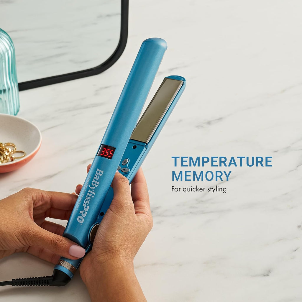BaBylissPRO Nano Titanium Flat Iron Hair Straightener, Digital Flat Iron for Pro Salon Results, Styling Tool for All Hair Types