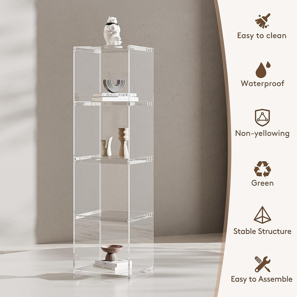 Acrylic Display Cabinet, 4-Tier Display Case in Bedroom, Living Room, Playroom, Modern Style (16' D x 16' W x 62' H)