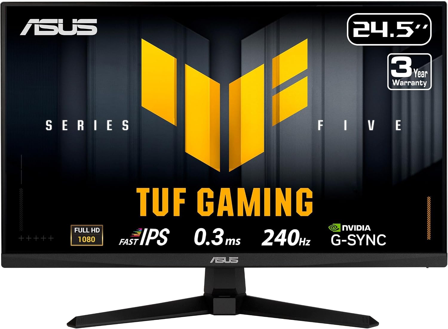 ASUS TUF Gaming Series 5 24.5' 1080P Monitor (VG259QM5A) – Full HD, Fast-IPS, 240Hz, 0.3ms, G-SYNC Compatible, FreeSync Premium, 99% sRGB, DisplayWidget, Gaming AI, 3 yr Warranty