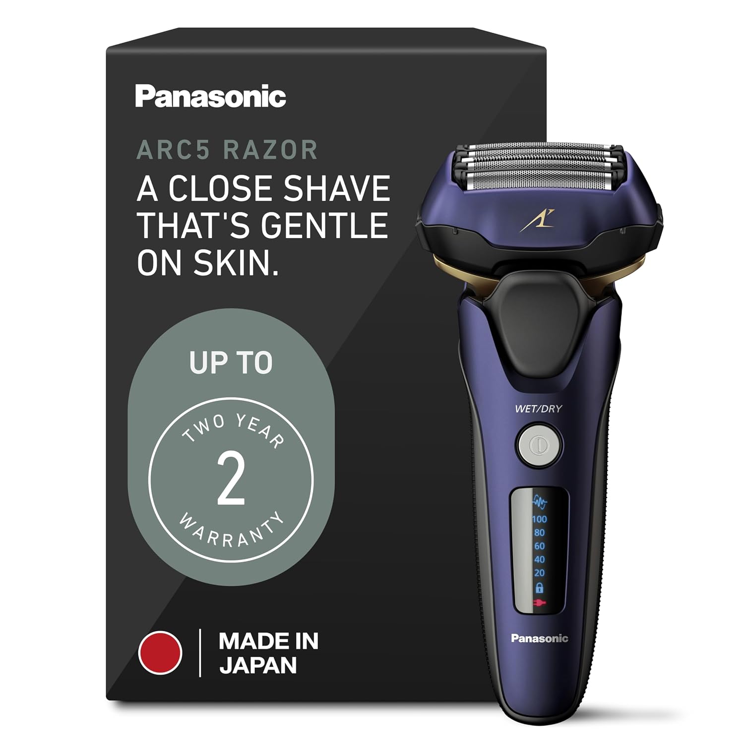 Panasonic ARC5 Electric Razor for Men Face, Wet & Dry Shavers for Men with Foil Shaver, Pop-up Trimmer, Ultra-Fast 5-Blade, Smart Shave Sensor, 16D Flexible Pivoting Head - ES-ALV6HA (Navy)