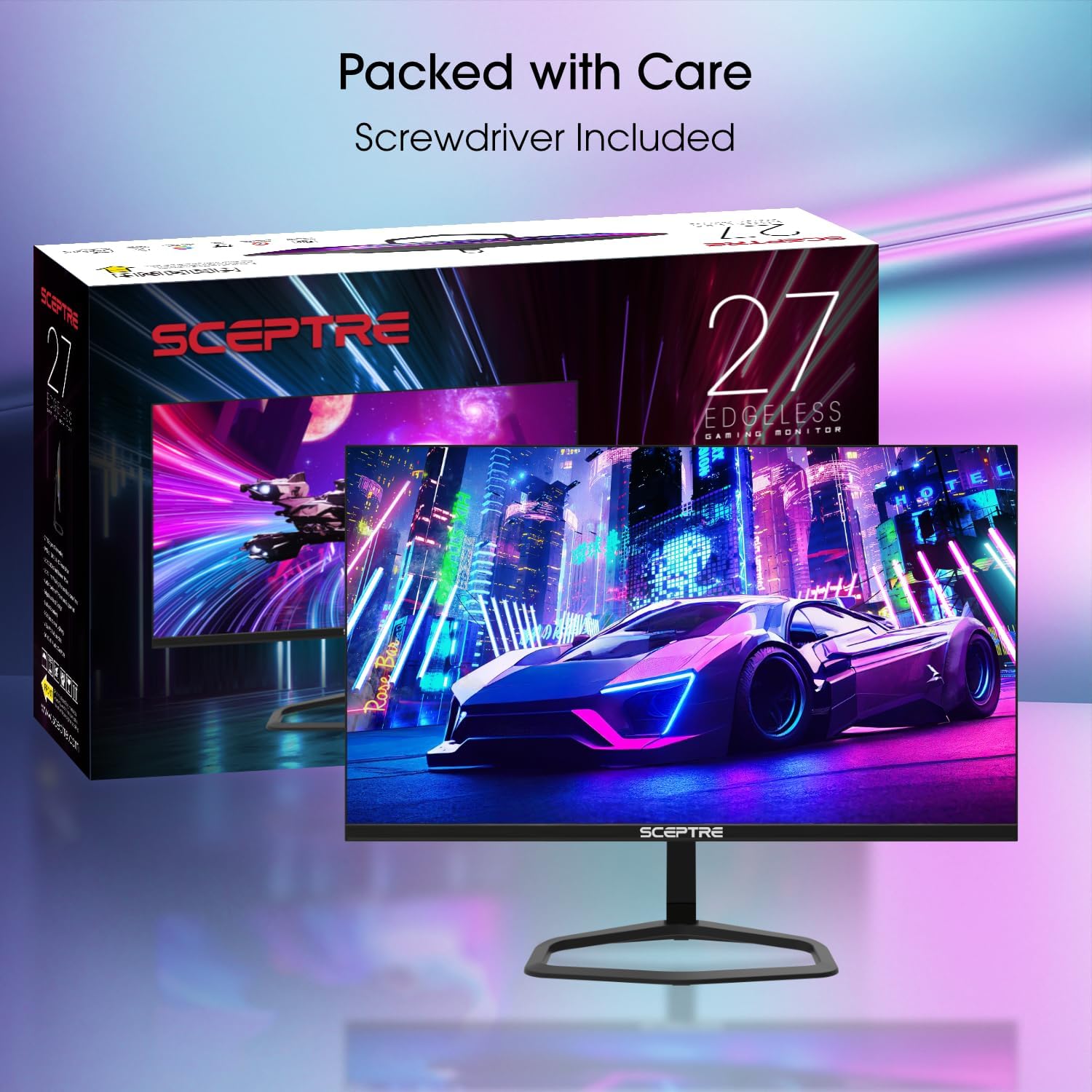 Sceptre 27-inch 240Hz Gaming Monitor 1ms 99% sRGB AMD FreeSync Premium DisplayPort x2 HDMI x2 Build-in Speakers, Machine Black (E278B-FWD240)