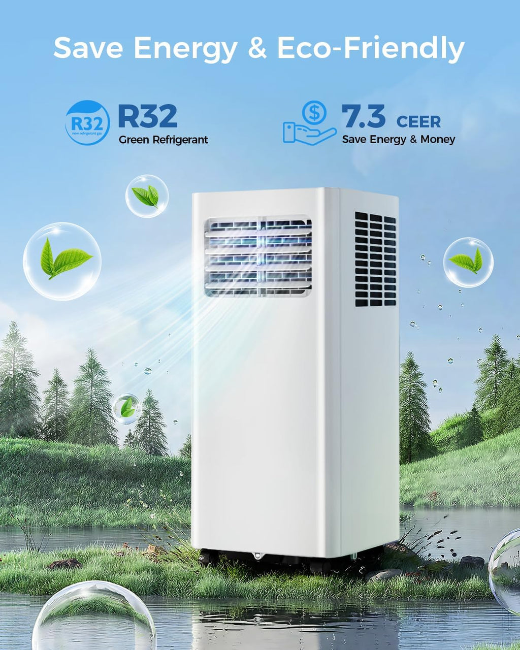 Feelfunn 12,000 BTU Portable Air Conditioners - 3-in-1 Portable AC Unit Cools Up to 600 Sq.Ft., with App/Wifi/Remote Control, Dehumidifier & Fan Modes, Window Mounting Kit, Ideal for Bedroom, Dorms