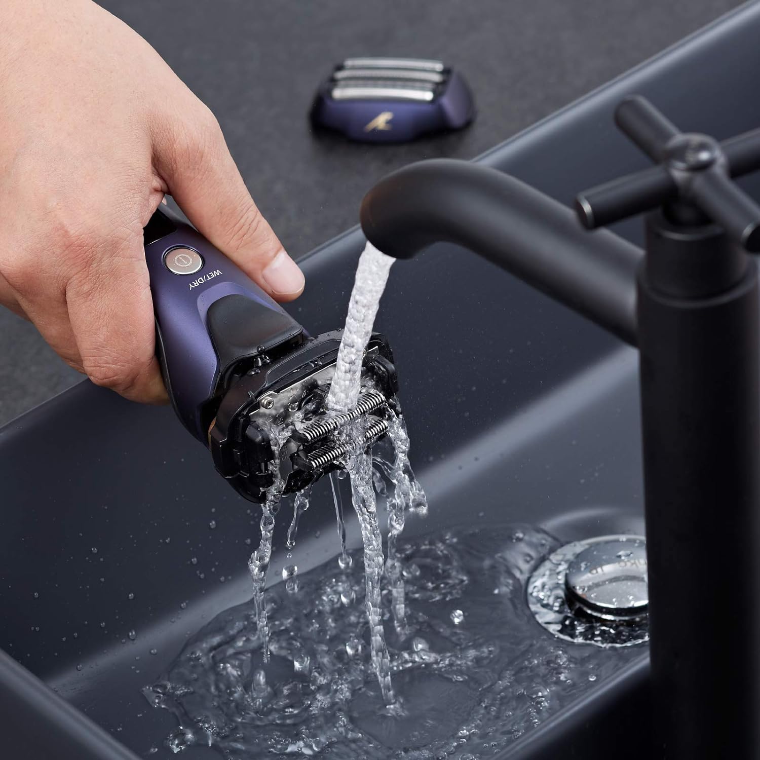 Panasonic ES-LV67-A803 Wet and Dry Shaver, 5 Shaving Heads with Linear Motor, Including Hair Trimmer, Navy Blue