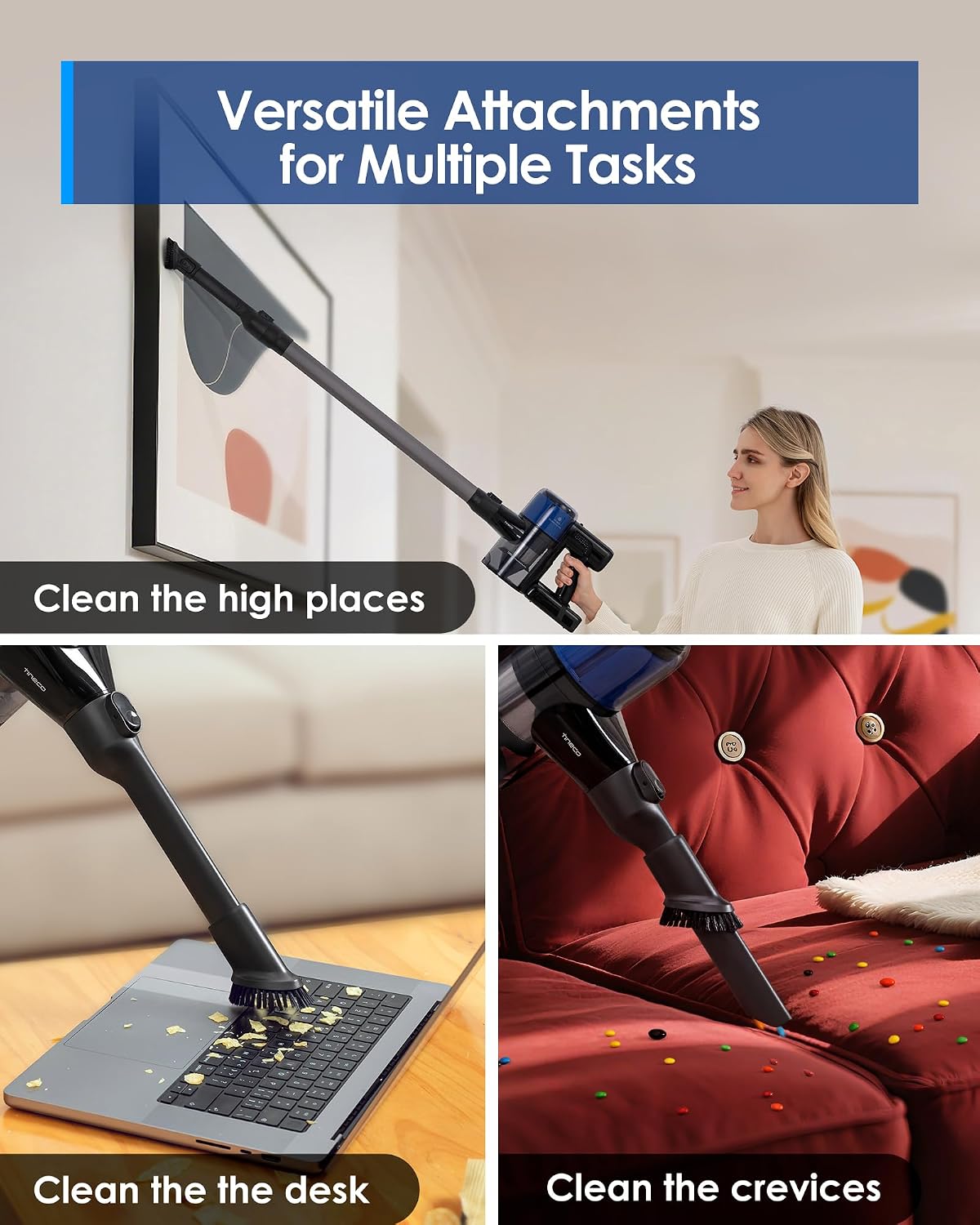 Tineco Pure ONE S30 Cordless Vacuum Cleaner, 150AW Powerful Suction, Zero Tangle Brush, Up to 65min Runtime, Stick Vacuum Cleaner for Pet Hair, Carpet & Hard Floor