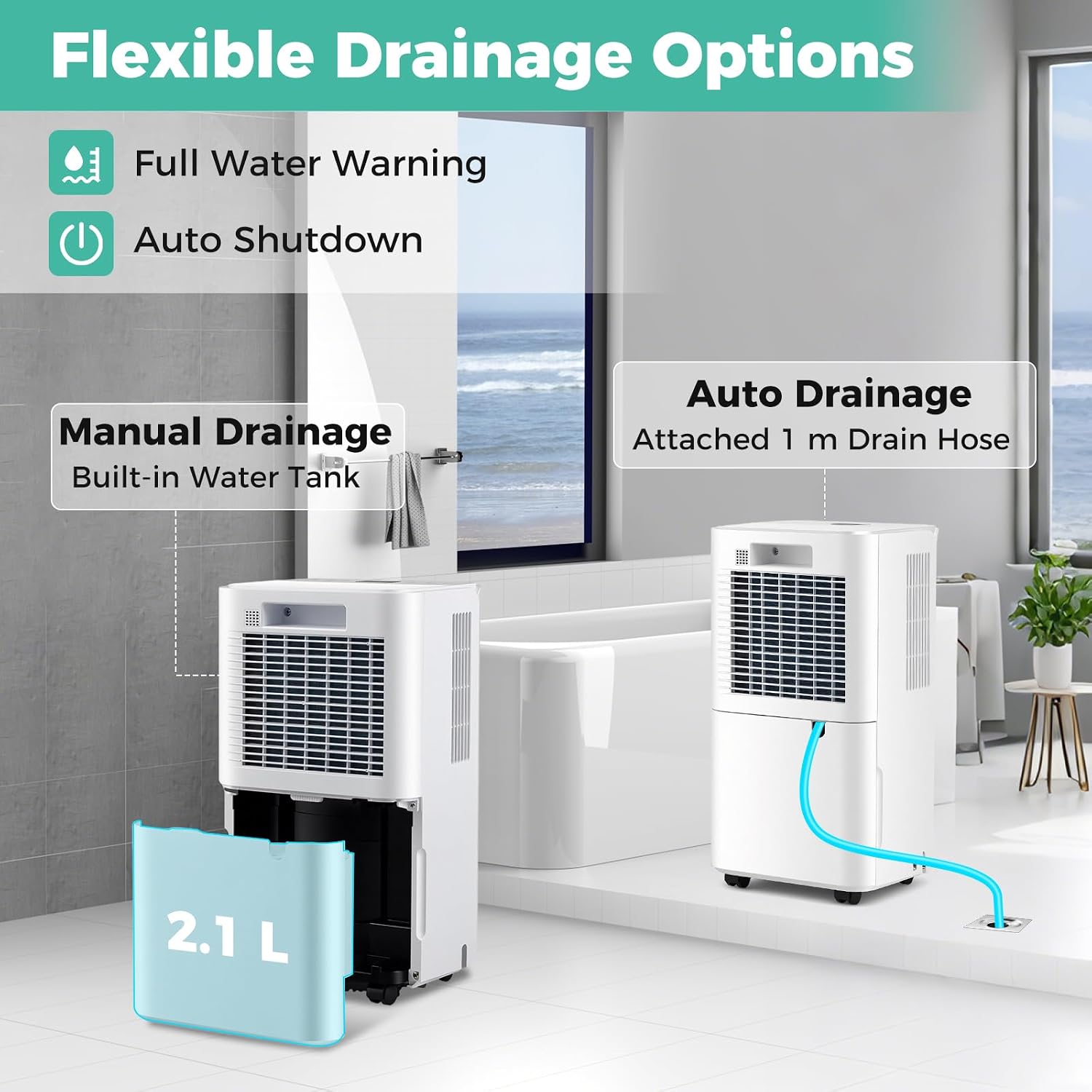 ARLIME 32 Pints Dehumidifier for Home & Basement, 2000 Sq.ft Portable Dehumidifier with Drain Hose, Auto Shut Off, LED Display, Sleep Mode, 24H Timer, Low Noise for Bedroom, Bathroom, Living Room