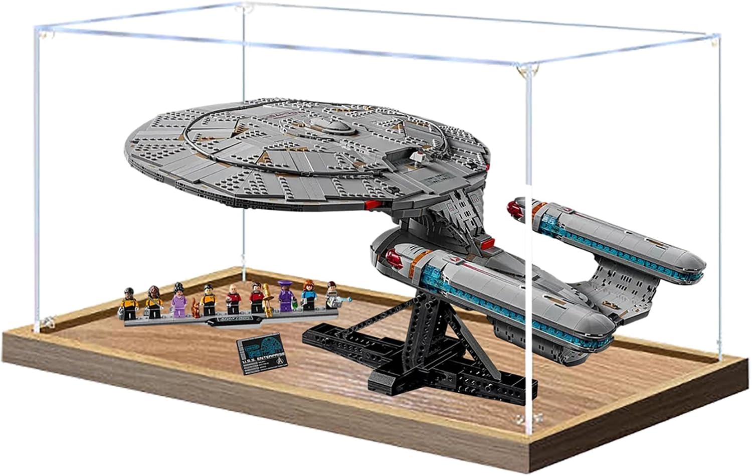 Acrylic Display Case for Lego 10356 Star Trek: Federation Starship Building Set– Dustproof Display Box & Showcase, Display Box Compatible with Lego 10356-Only Display case (2mm Wood Base)