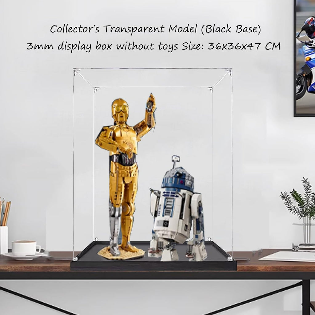 Acrylic Display case for Lego 75398+75379 c-3po/r2-D2 Robot Combination,Sturdy Storage Display Box 14.1 x 14.1 x 18.5 inches (excluding Models) (Transparent (3mm))
