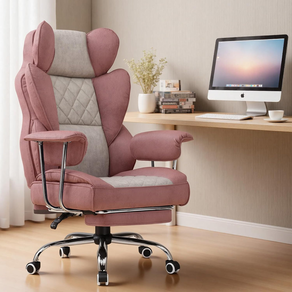 COMHOMA Big and Tall Gaming Chair with Pocket Spring Lumbar Support, Ergonomic Office Chair with Footrest, Executive Desk Chair with Outward Fixed Soft Armrests, Computer Chair with High Back, GYPK