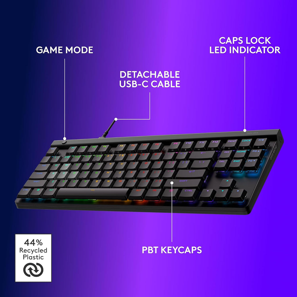 Logitech G515 Rapid TKL Low-Profile Wired Gaming Keyboard, Fully Customizable PC Gaming Keyboard with Analog Low-Profile Switches, Rapid Trigger, Ultra-Slim, for USB-A Port - Black