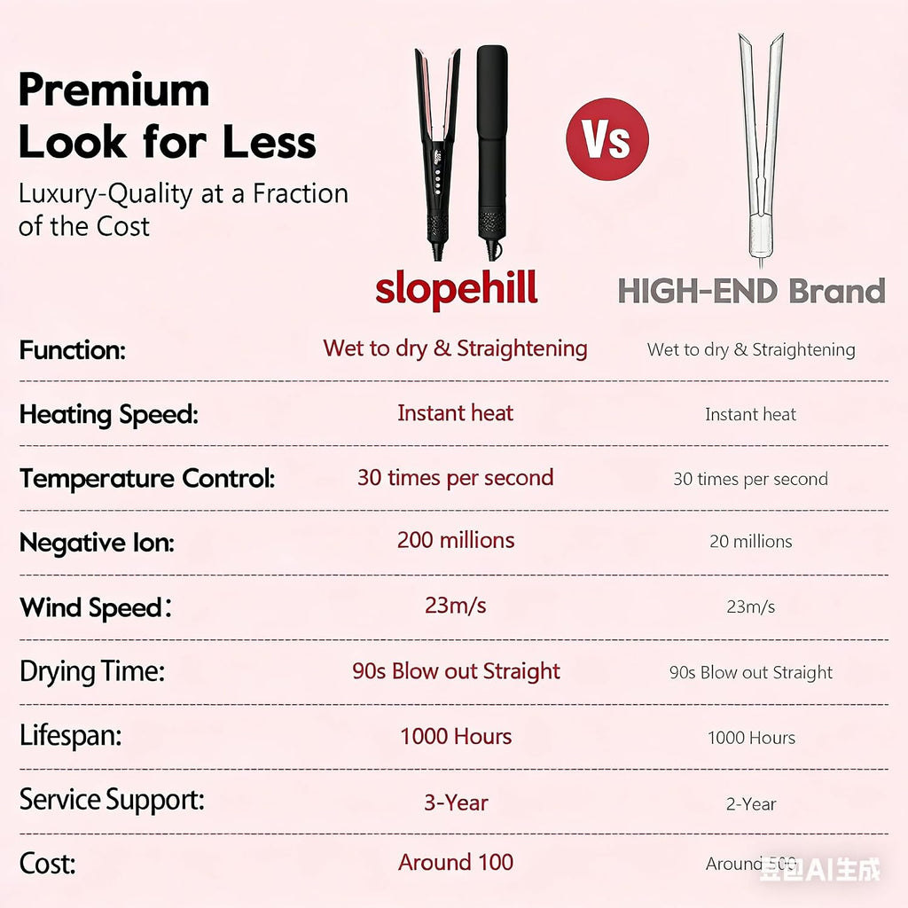 slopehill 2-in-1 Hair Straightener and Blow Dryer, Professional Flat Iron with High-Speed Airflow Technology for Straight, Smooth Hair (Black)