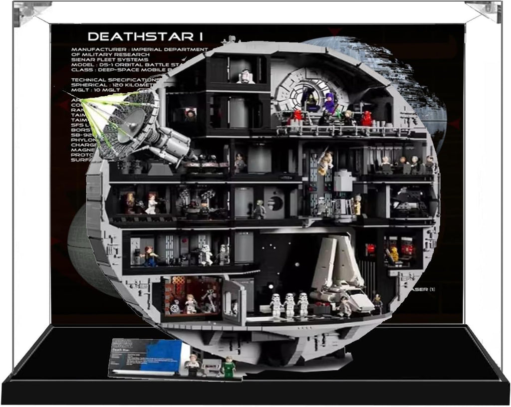 Transparent Acrylic Display Case for Lego 75419 Death Star Trooper, Clear Box, Storage Box, Dustproof Box (Model not Included) (Background imageA)
