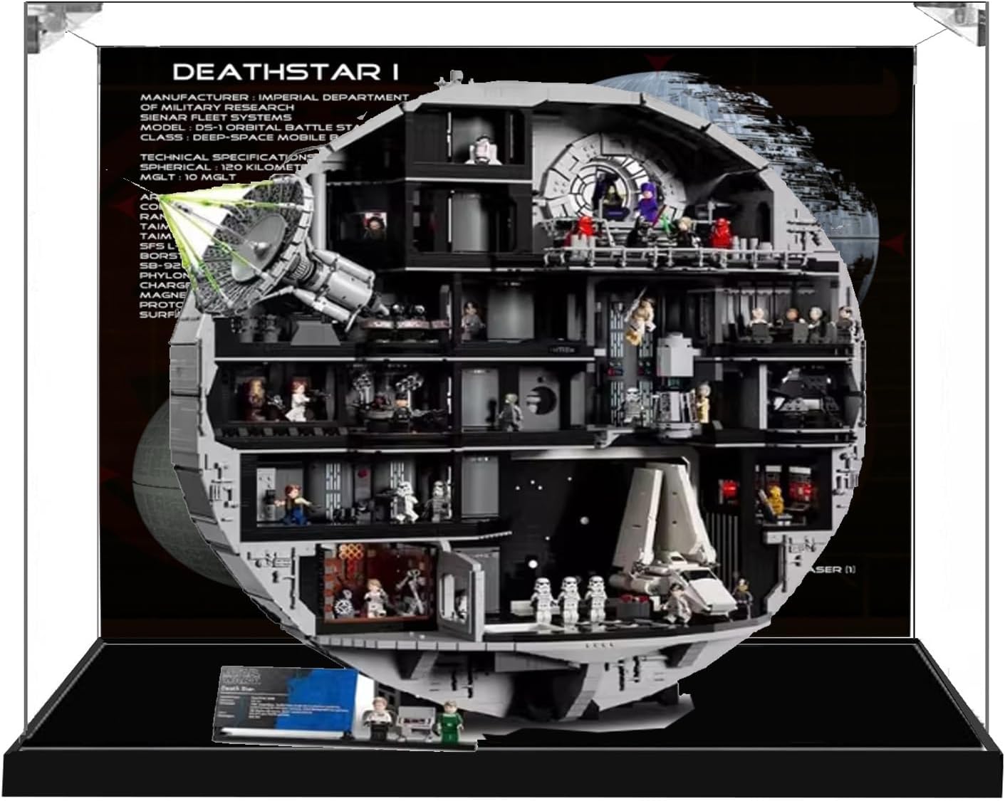 Transparent Acrylic Display Case for Lego 75419 Death Star Trooper, Clear Box, Storage Box, Dustproof Box (Model not Included) (Background imageA)