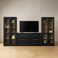 Mopio Blake 4 Piece Entertainment Center with Storage, Modern Farmhouse Wall Unit Dresser TV Stand with Tall Display Cabinets for up to 65' TVs, Trophy Display Case, Media Console Cabinet, Living Room