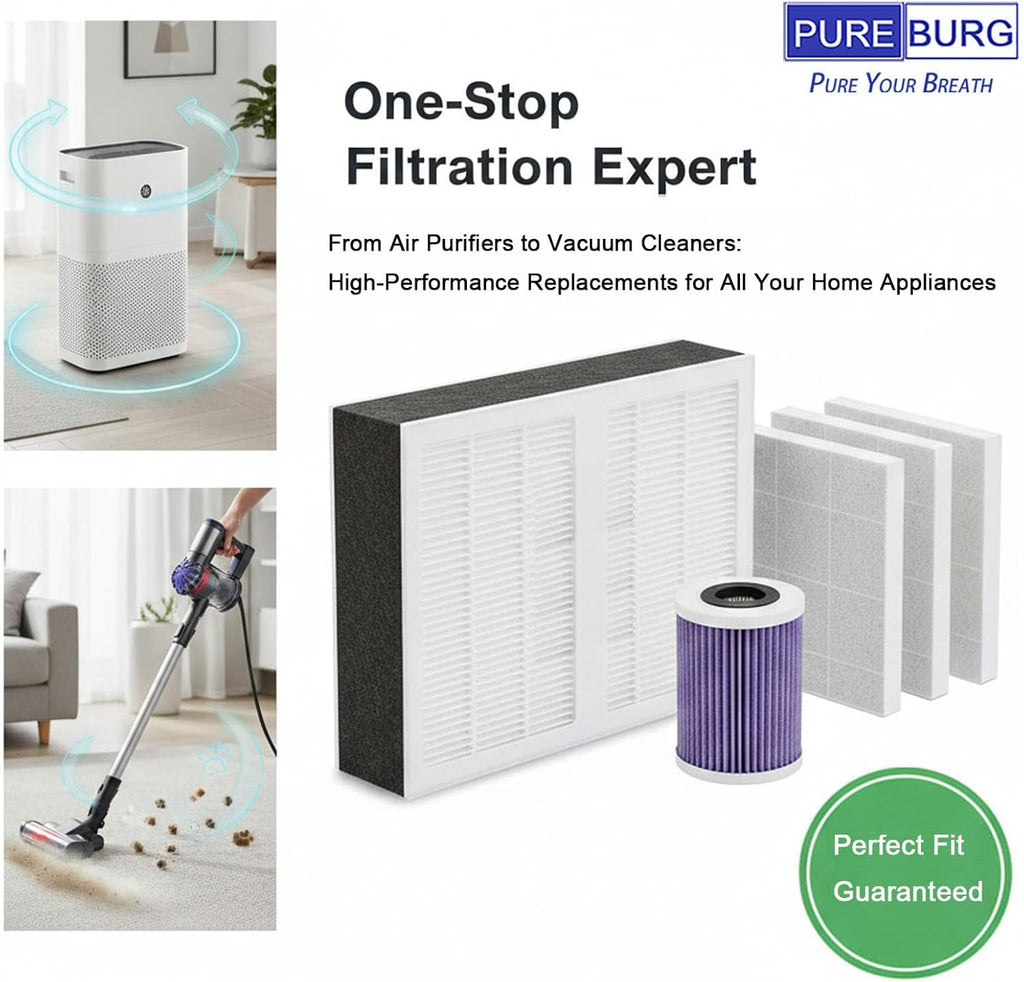 PUREBURG Replacement Filter Set Compatible with Dyson BP03 BP04 BP06 Purifier Big+Quiet Formaldehyde Extra Large, HEPA + 2 Carbon Filter (972132-01 & 972133-02)