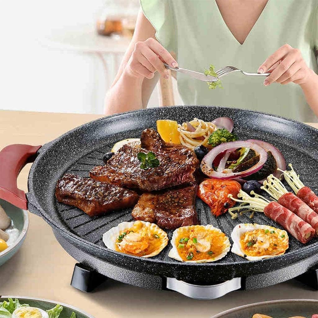 Electric BBQ Grill Indoor Electric Barbecue Grill Indoor Non-Stick Pan Electric BBQ Pan Hot Pot All-in-one Smokeless Electric Grill Teppanyaki Pan Household Suitable For 3-8 People