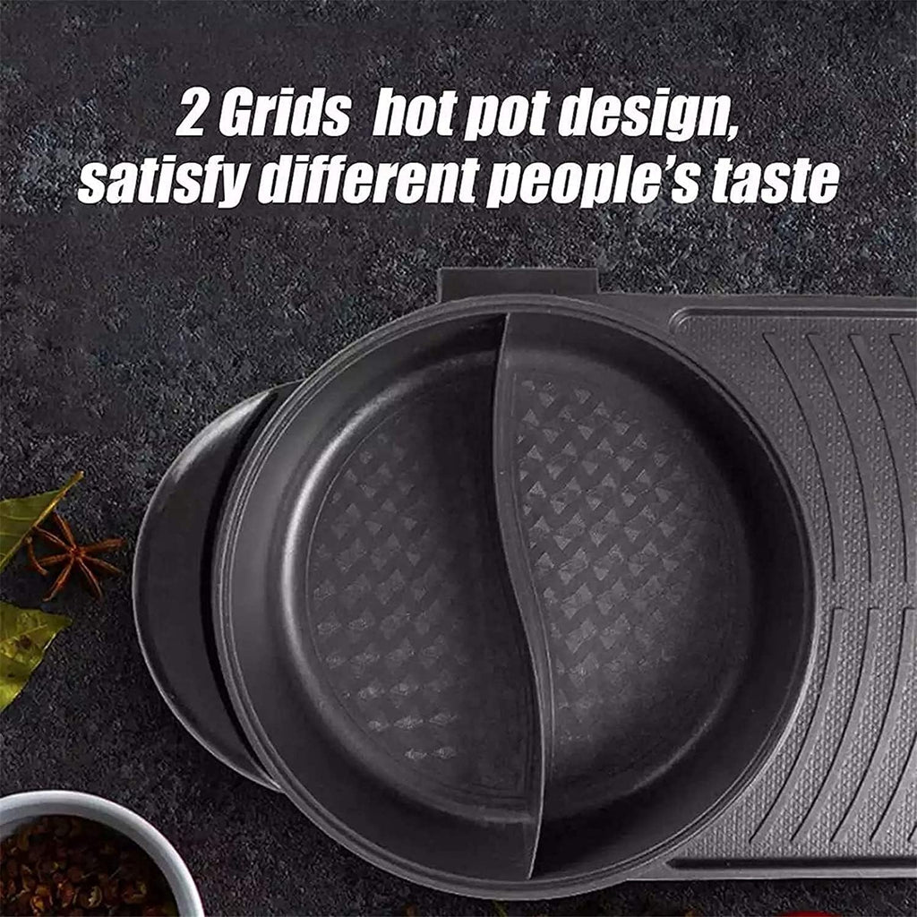 2200W Electric Grill, Indoor Grill, Non-Stick Coating 2 in 1 Smokeless Hot Pot, Multifunctional Grill Pot for Home/Party, for 2-10 People,Household Nonstick Electric Griddle