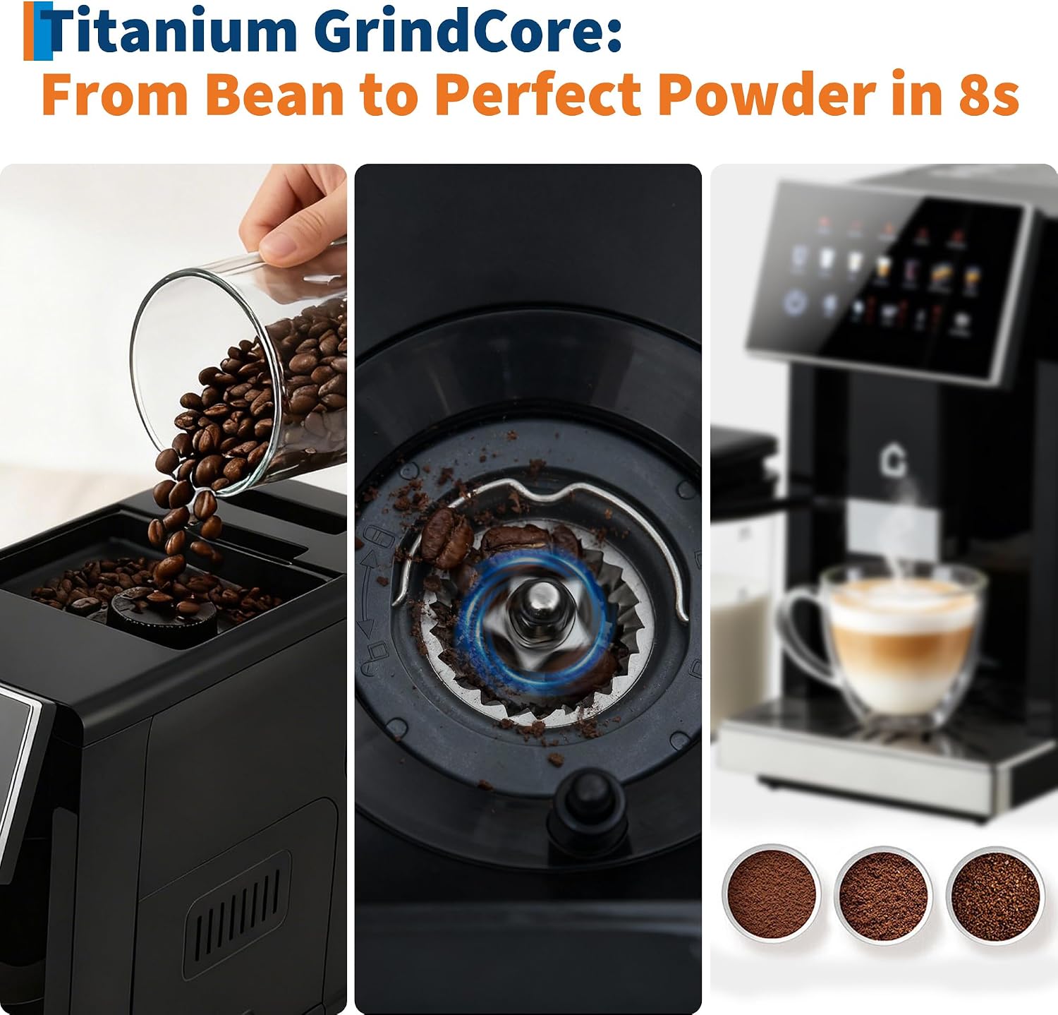 3rd-Gen Espresso Coffee Maker with Milk Frother - Removable Brewer/Grinder, Adjustable Coarseness/Flavor, 3-Level Coffee/Milk Volume, Detachable Milk Tank for Home Baristas, Black Spray Paint