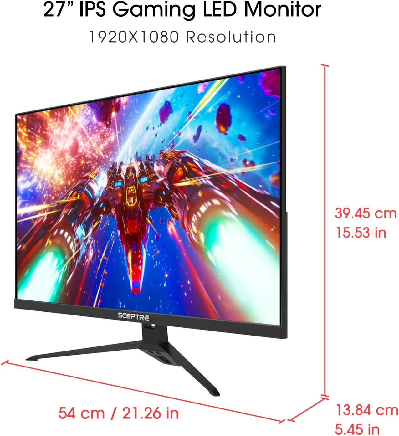 Sceptre New 27-Inch Gaming Monitor, FHD 1080p, Up to 180Hz, 1ms, DisplayPort, HDMI x3, FreeSync, FPS/RTS, 100% sRGB, Built-in Speakers, Machine Black (E275B-FPT165 Series, 2026)