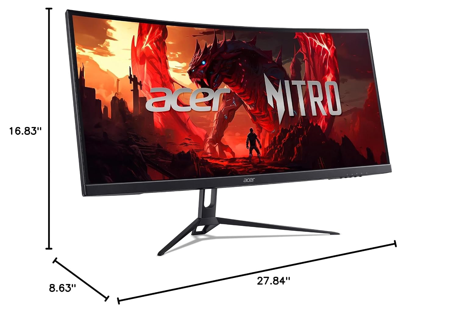 acer Nitro 29.5' UWFHD 2560 x 1080 1800R Curved Gaming Monitor | AMD FreeSync Premium | Up to 200Hz Refresh Rate | 1ms (VRB) | sRGB 100% | 1 x Display Port 1.4 & 2 x HDMI 2.0 Ports | ED300C X1bmiippx