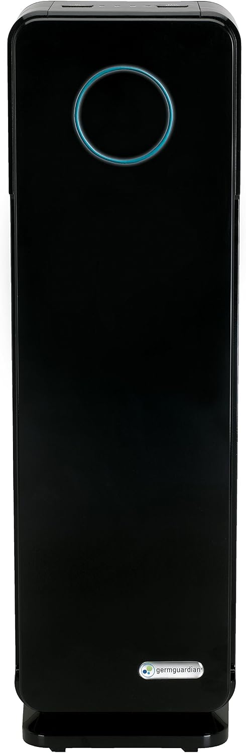 GermGuardian 5-In-1 HEPA Air Purifier for Home, Pet Air Purifier with HEPA Air Filter & UV-C Light, AC4300BPTCA, 743 Sq. Ft., 22'' Tower, Black