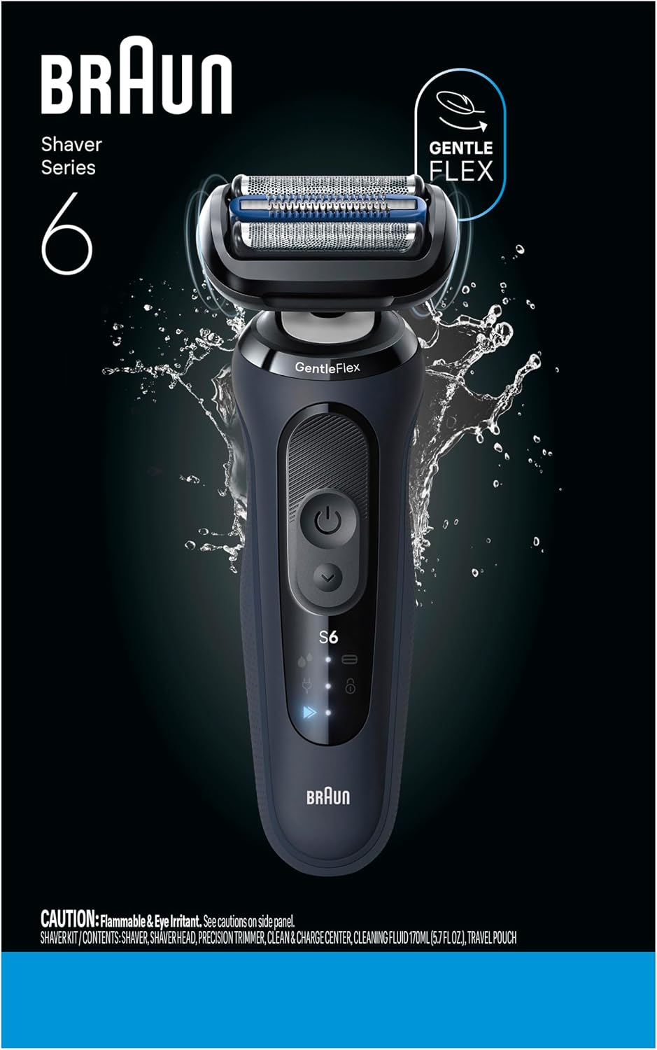 Braun Electric Razor for Men Series 6 with Precision Trimmer, Extra Shaver Head, 4-in-1 Clean & Charge Center, Travel Case, S6 6177ps
