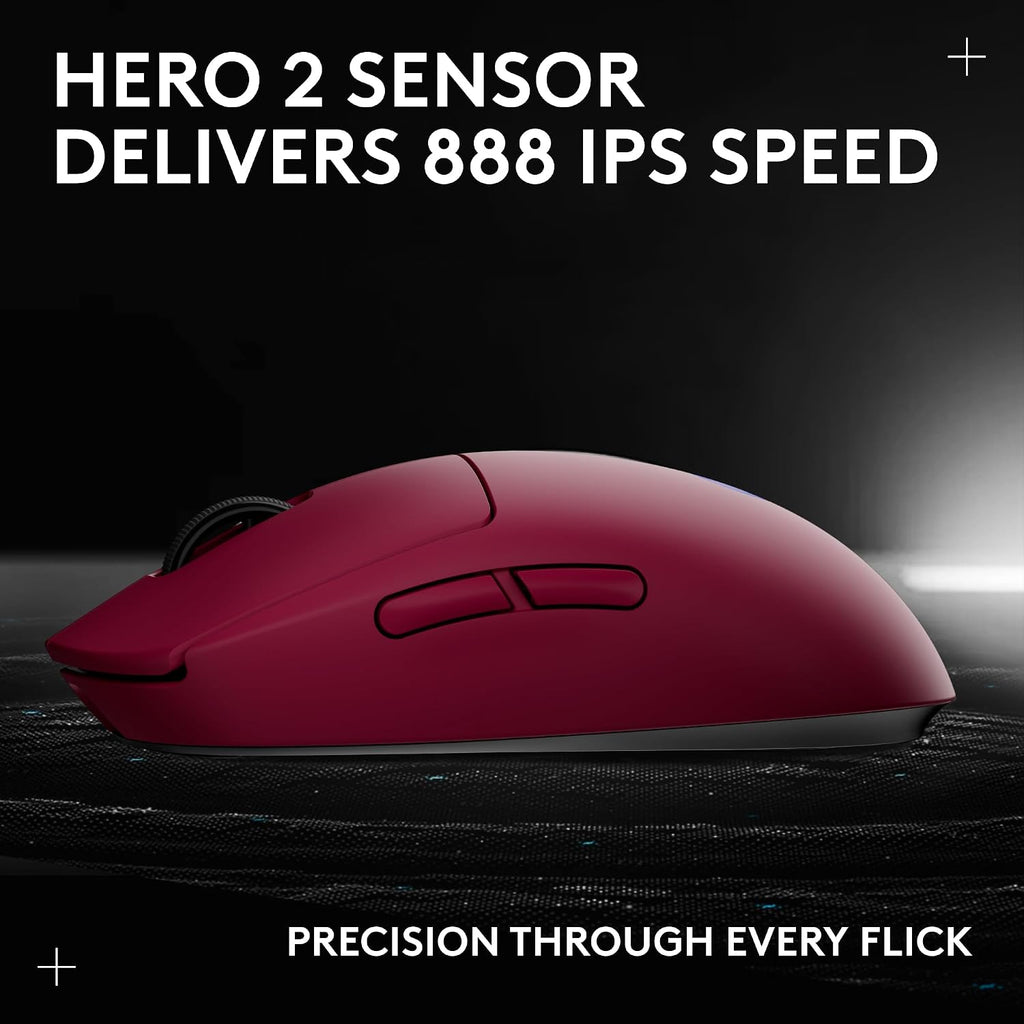 Logitech G PRO 2 Lightspeed Wireless Gaming Mouse, Right- or Left-Handed Mouse with up to 4 Customizable and Switchable Magnetic Side Buttons, 44K DPI Sensor, USB-C Charging, for PC/Mac - Magenta