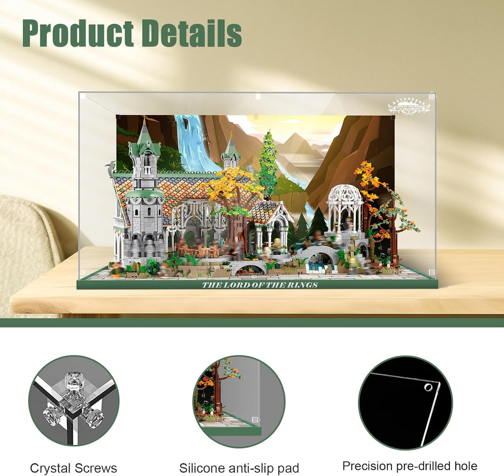 Clear Acrylic Display Case for Lego 10316 The Lord of The Rings: Rivendell – Dust-Proof Protective Showcase Box (Lego Set NOT Included)