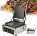 Commercial Sandwich Grill Electric Contact Grill For Home Or Restaurant Use,Single Plates Grill Countertop Sandwich Press With Tempe Control 50-300℃,Wide/Smoo