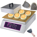 Electric Muffins Waffle Maker with Copper Heating Plates 1300W for Commercial, Non-stick Pancake Maker with Temp + Time Display， Electric Contact Grill for Food Stand (with Gloves)
