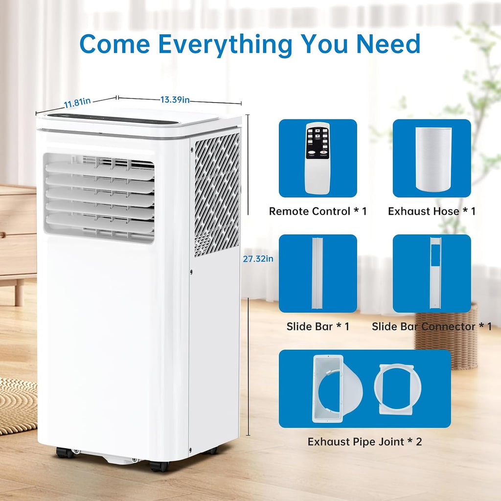 10,000 BTU Portable Air Conditioners, 3-in-1 ModesUp to 450 Sq.Ft.,LED Display, Remote Control, 24H Timer, Quiet Floor AC with Window Installation Kit,for Bedroom.