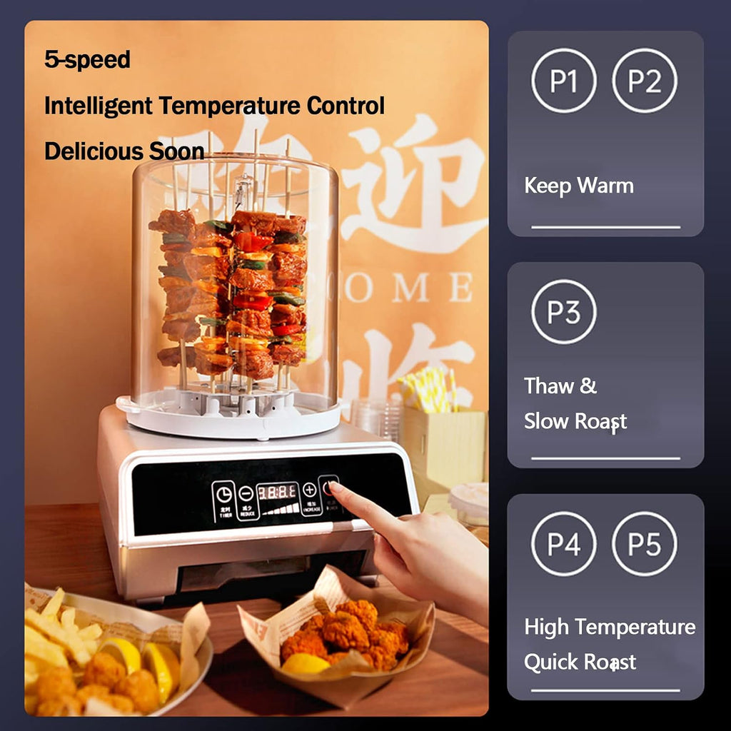 Multi-Function Vertical Barbecue Oven, Electric BBQ Smokeless Grill Indoor, Rotating Barbecue Meat Shashlik Roaster Grill Machine, Barbecue Household Appliances Stainless Steel for Home Use,1800W