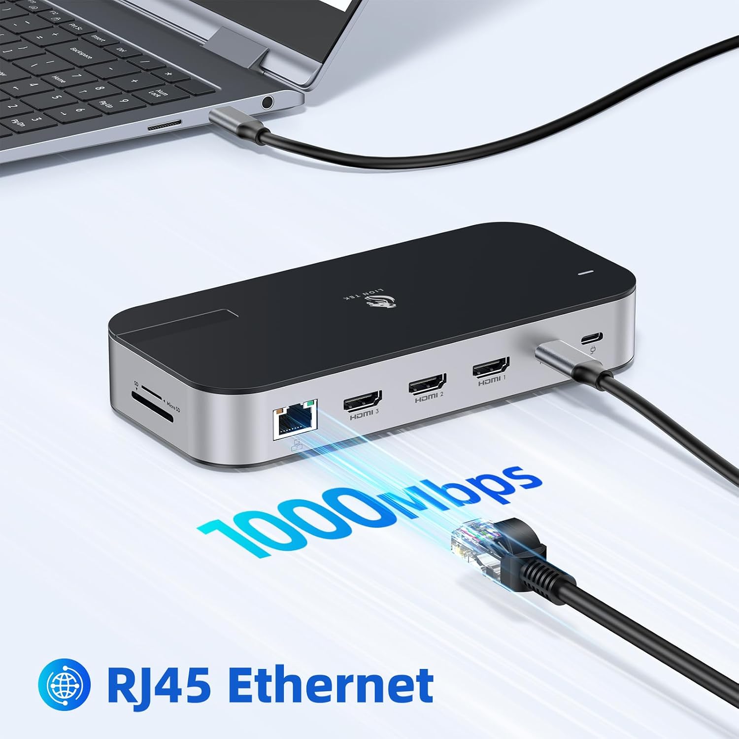 Laptop Docking Station,16 in 1 USB C Docking Triple Monitor,USB C Dock Station with 3 HDMI,PD 100W, USB 3.1/3.0/2.0,RJ 45 Ethernet,microSD/SD Card,Audio for Dell/Lenovo（Include Power Adapter）