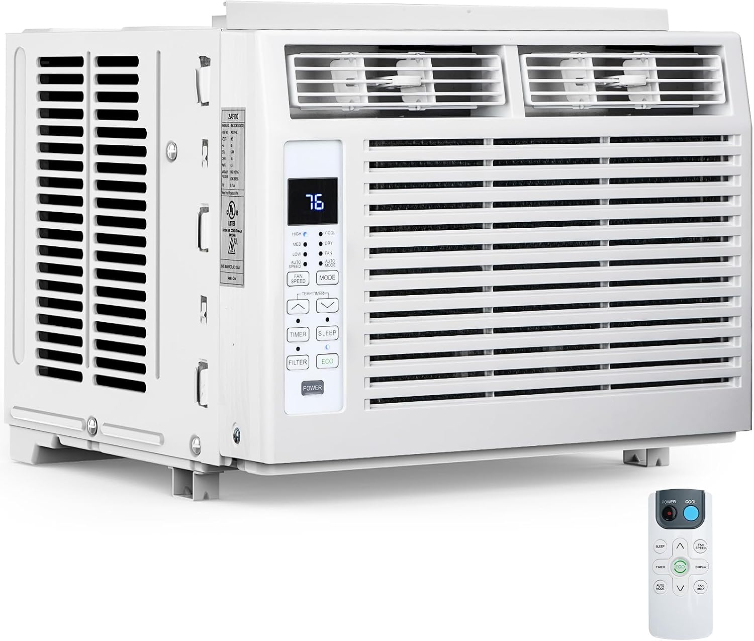Electactic Window Air Conditioner 6,000 BTU, Window Type AC Unit with Cooling, Dry Mode, 4 Fan Speeds, 24-H Timer, Sleep Mode, Cooling for 250sq.ft Bedroom, Living Room, Office