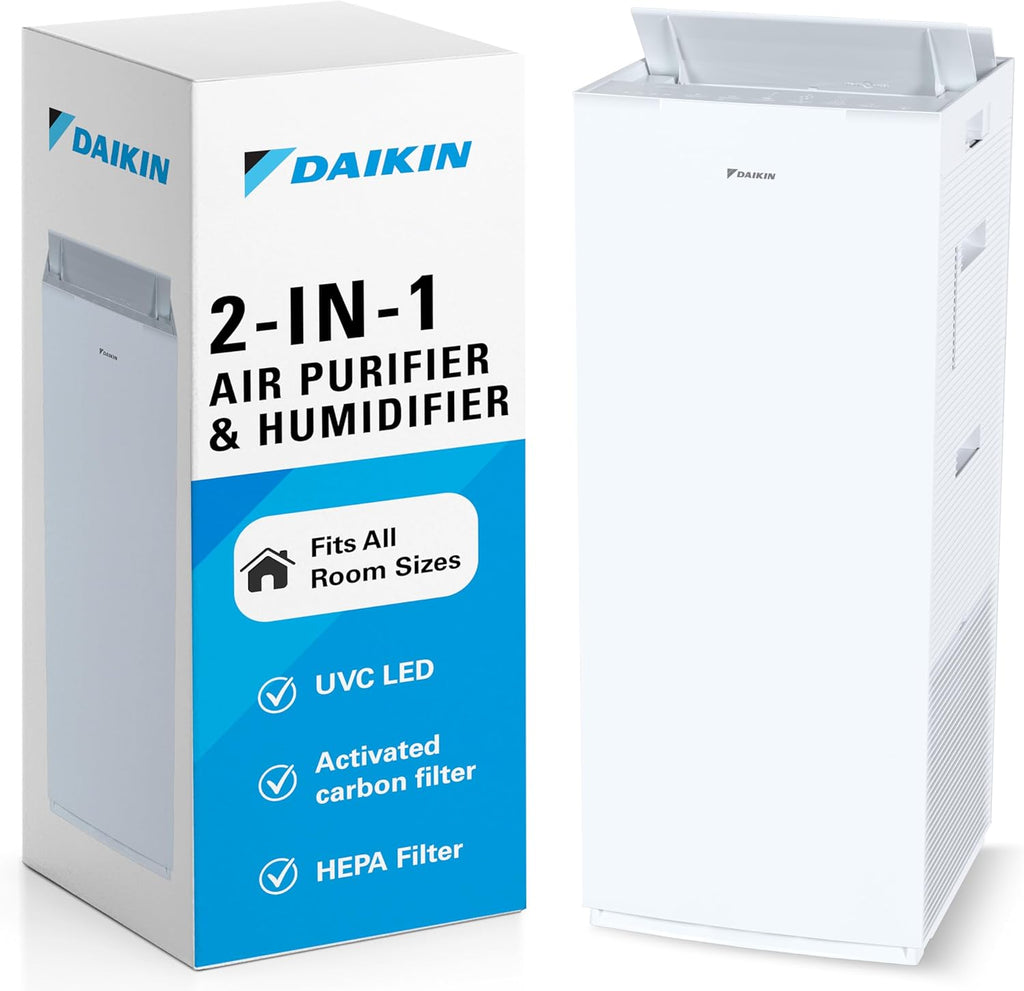 Daikin MCKB70YSAU Room Air Purifier for Home, HEPA, Activated Carbon, Pre-Filter and UVC LED Light, Zero Ozone Product, CARB Certified, 12.5 x 12.5 x 30 in