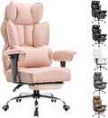 COMHOMA Desk Office Chair Big and Tall Office Chairs Ergonomic Gaming Chairs with Wide Seat Leather High Back Chair with Foot Rest Adjustable Armrests Pocket Spring Lumbar Support
