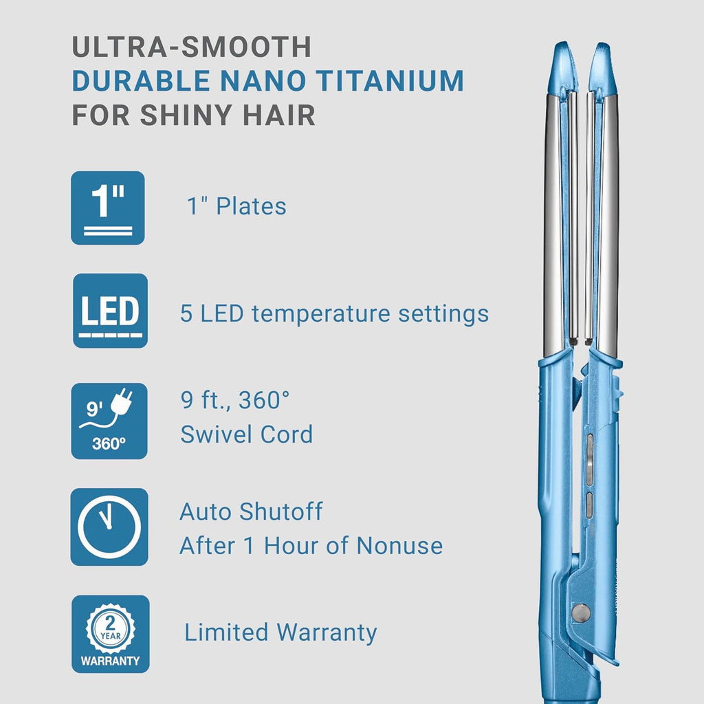 BaBylissPRO 1' Ultra-Sleek Stainless Steel Styling Iron, Hair Straightener, Waver and Curling Tool in one