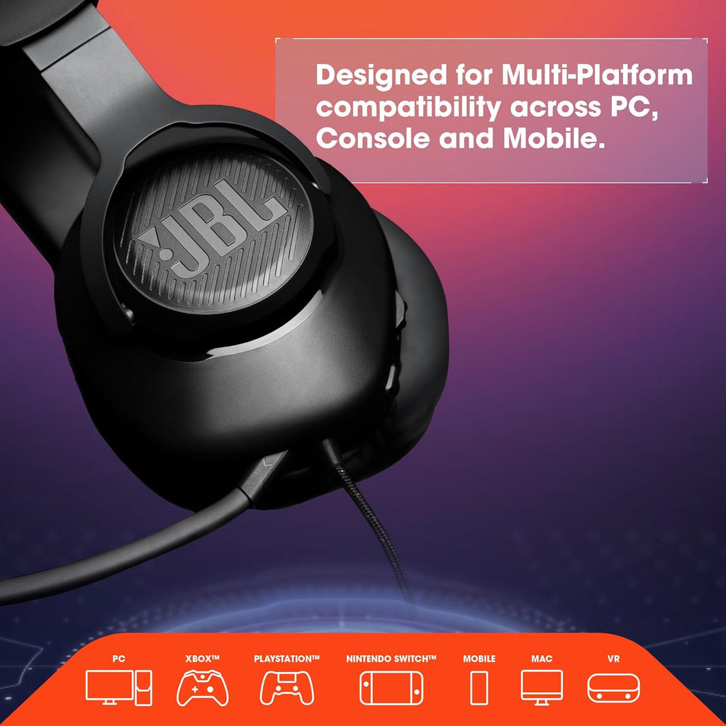JBL Quantum 100 - Wired Over-Ear Gaming Headphones - Black,Large,(Pack of 4)